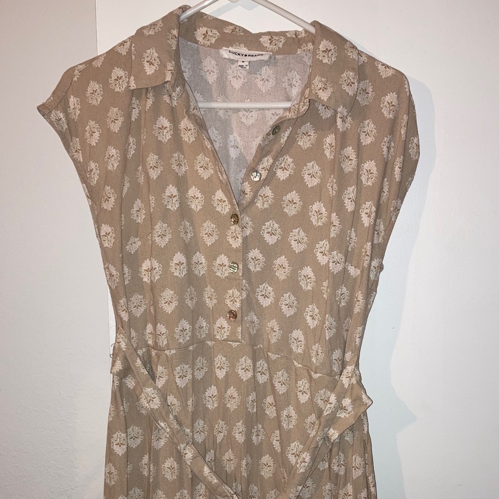 Lucky Brand Beige/sand color shirtdress - bone floral